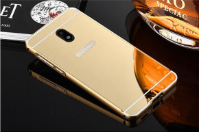 Луксозен алуминиев бъмпър с твърд огледален златист гръб за Samsung Galaxy J7 2017 J730F 